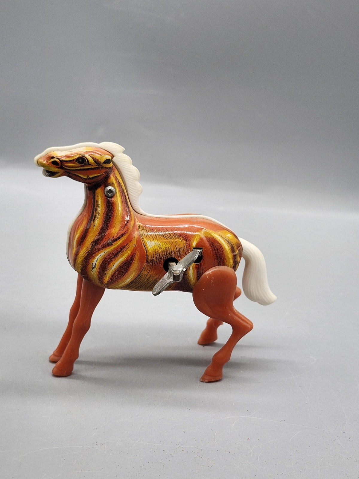 Vintage Mikuni Wind Up Horse Tin Litho Toy Japan Brown Plastic Legs Key