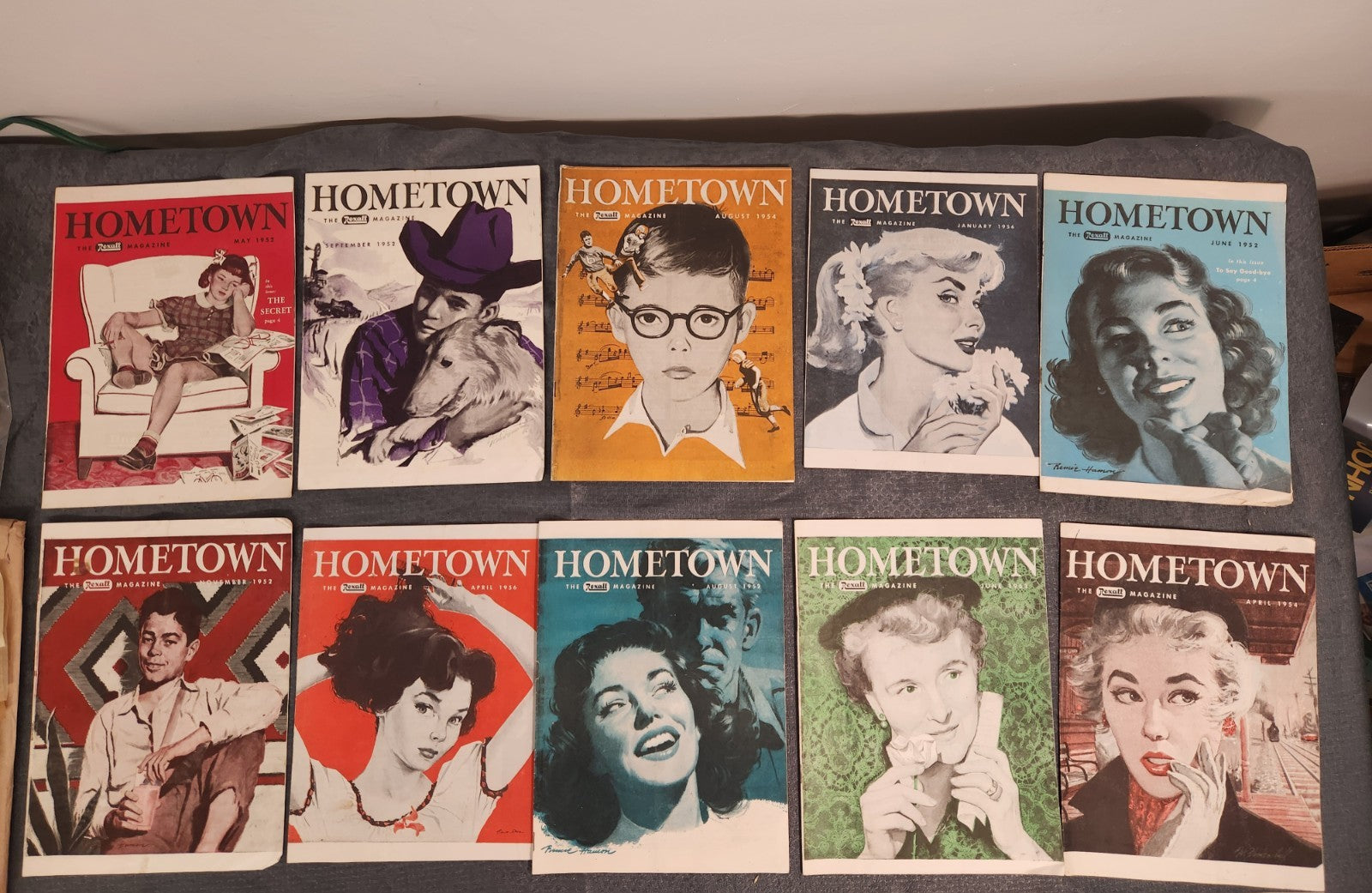 Vintage Hometown Magazine Lot of 10 Rexall Drug Store 1952-1956 Mid Century...