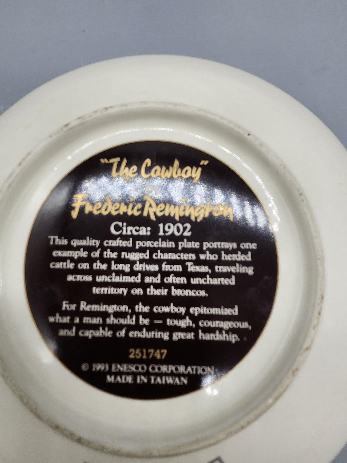 Vintage Enesco The Cowboy Plates Lot 2 Frederic Remington Western Decor