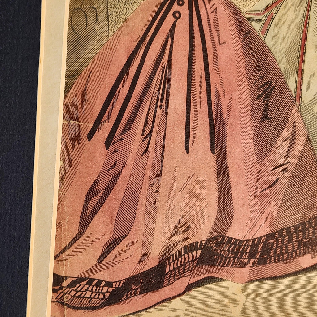 Vintage Les Modes Parisiennes Women Fashion Plate Steel Engraving French Matted