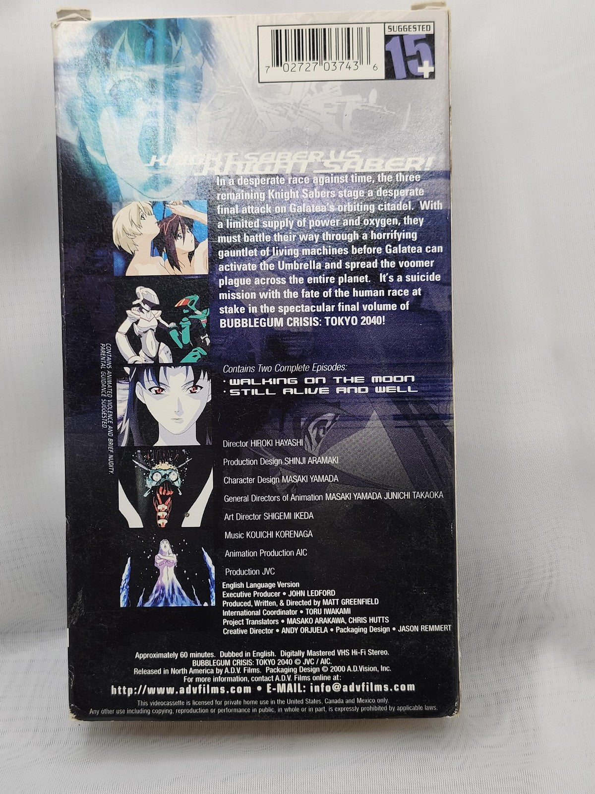 Vintage Bubblegum Crisis Tokyo 2040 Deathstrike ADV White VHS Anime Eng Dubbed