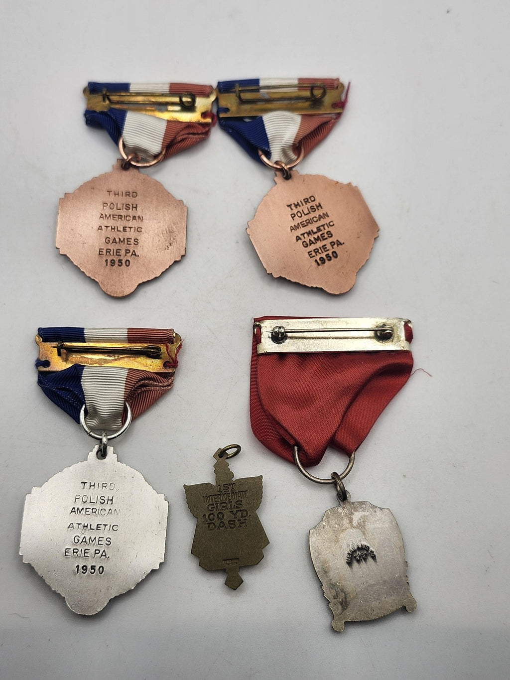 Vintage Sokol Polish American Olympic Track Medals Lot Bronze Silver Erie 1950s