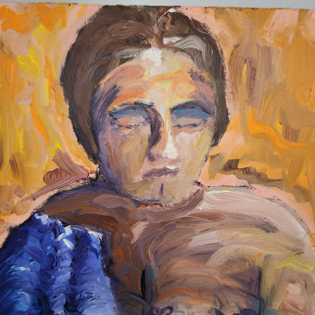 Large Vintage Expressionist Mother & Child Oil Painting On Canvas 42” x 36”