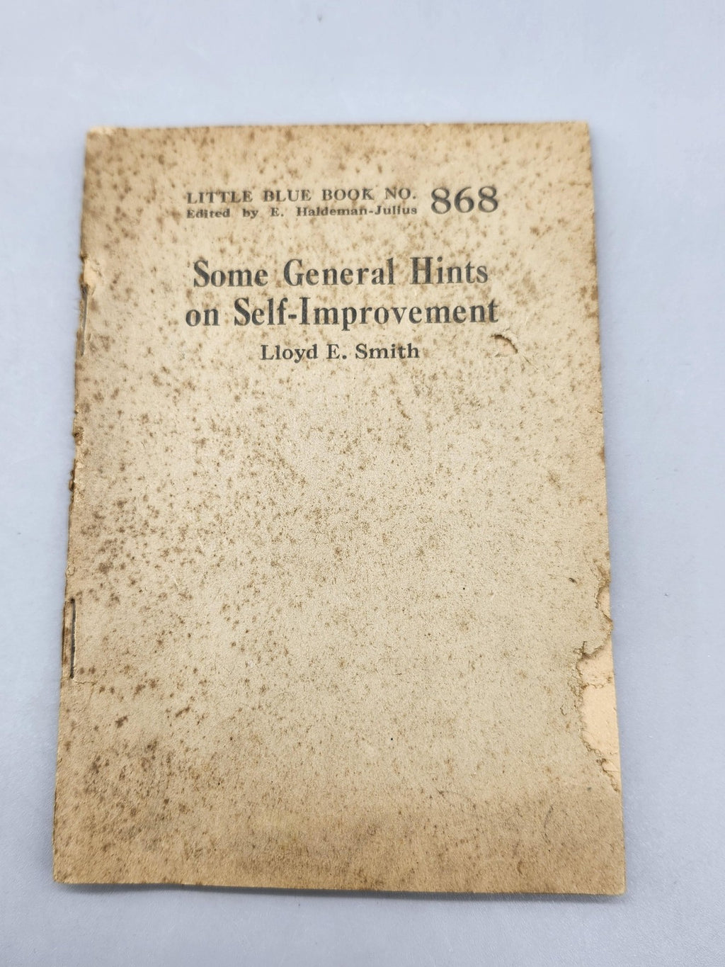 Vintage Some General Hints On Self-Improvement Lloyd E. Smith Tan PB USA 1925
