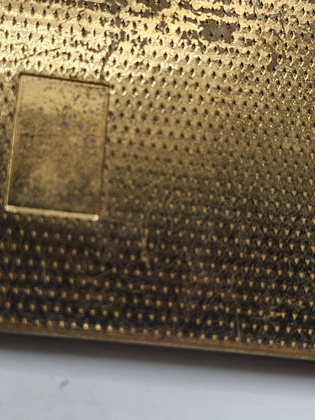Vintage Gold Tone Metal Pocket Note Pad Case Red Velvet Lined Wallet Holder