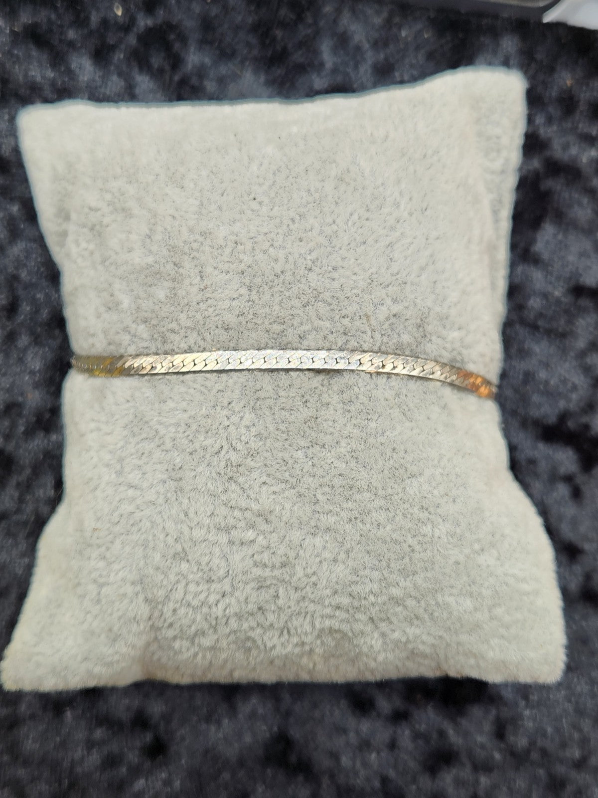 925 Italy Sterling Silver Herringbone Bracelet Vintage Flat Chain Lobster Clasp