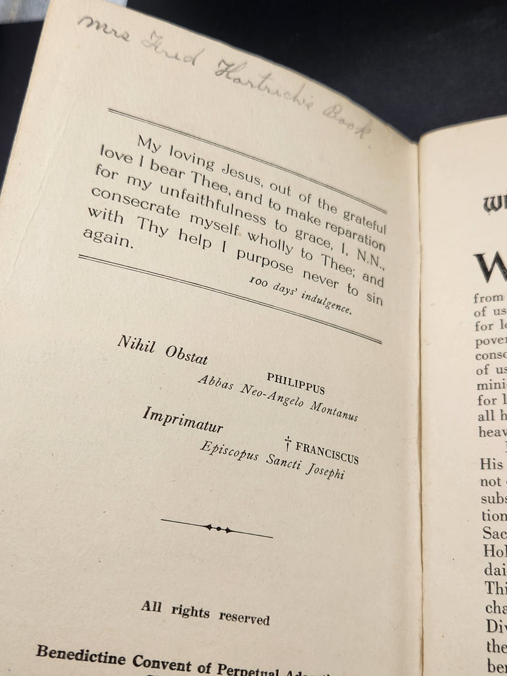 Vintage Catholic devotional booklet titled “All For Thee, O Heart of Jesus!”...