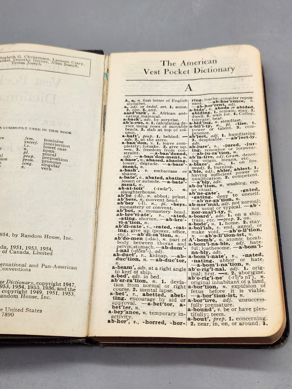 Vintage 1950s American Vest Pocket Dictionary Random House Jess Stein Mini...
