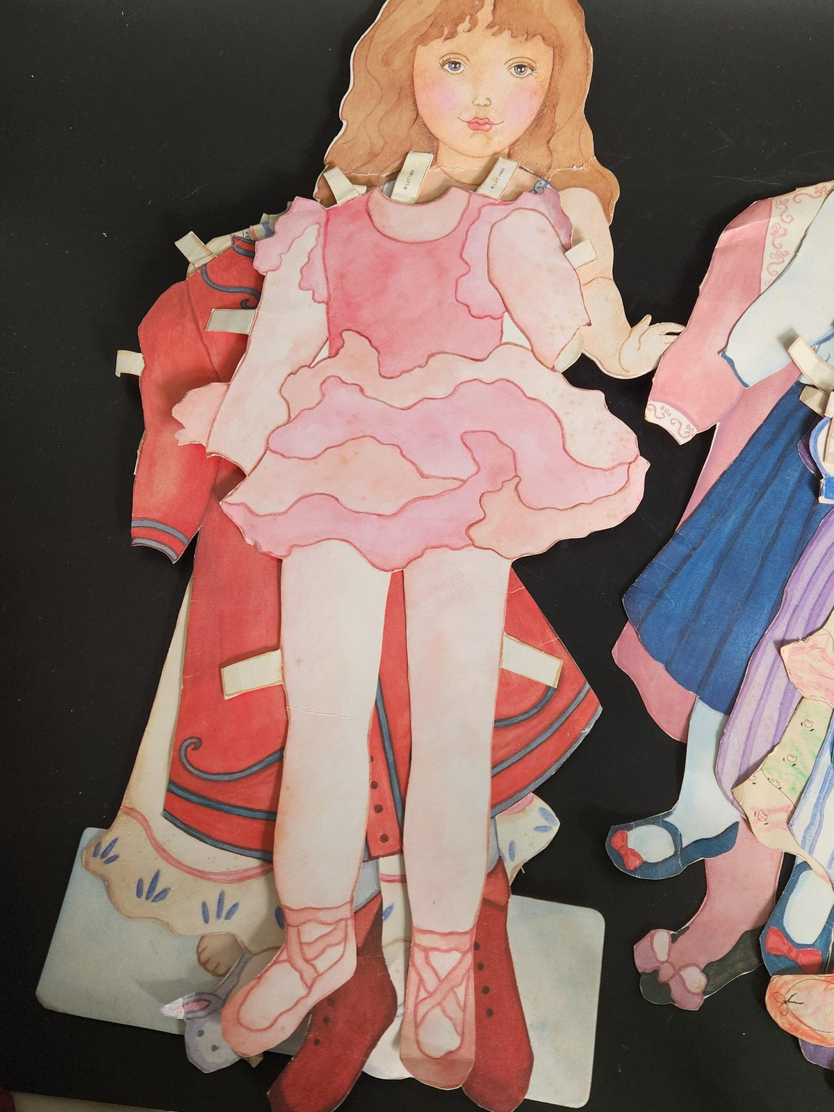 Vintage 1988 LVC Large Girl Paper Doll Stand Clothes Outfits Lot Cardboard