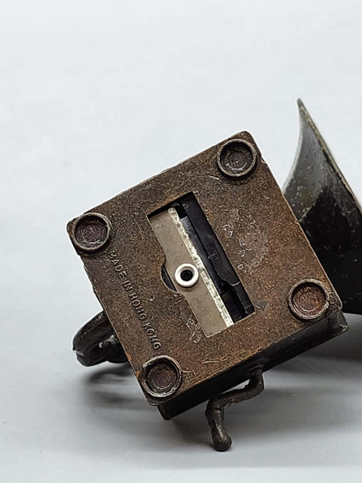 Vintage Gramophone Pencil Sharpener Mini Metal Phonograph Hong Kong Desk Decor