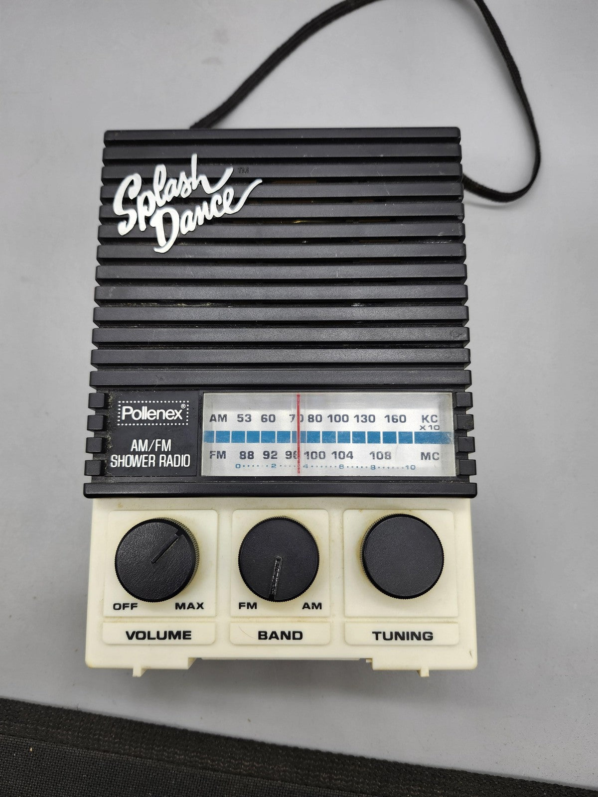 Vintage Pollenex SR-1 Splash Dance AM/FM Shower Radio Black 9V Parts Repair