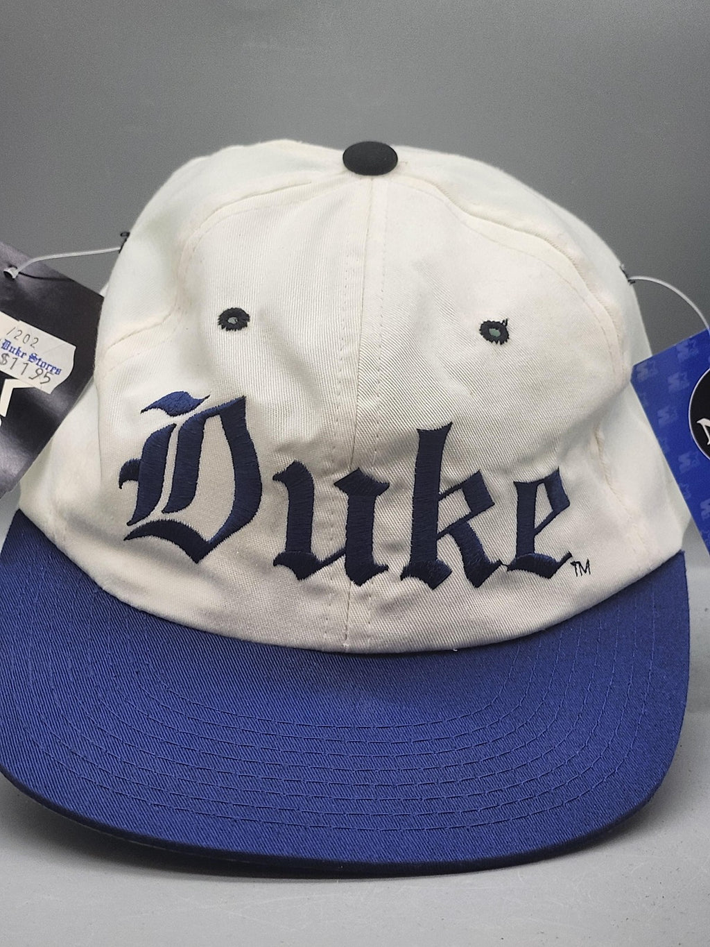 Vintage Duke Blue Devils Hat Cap Snap Back One Size Basketball Starter White 90s