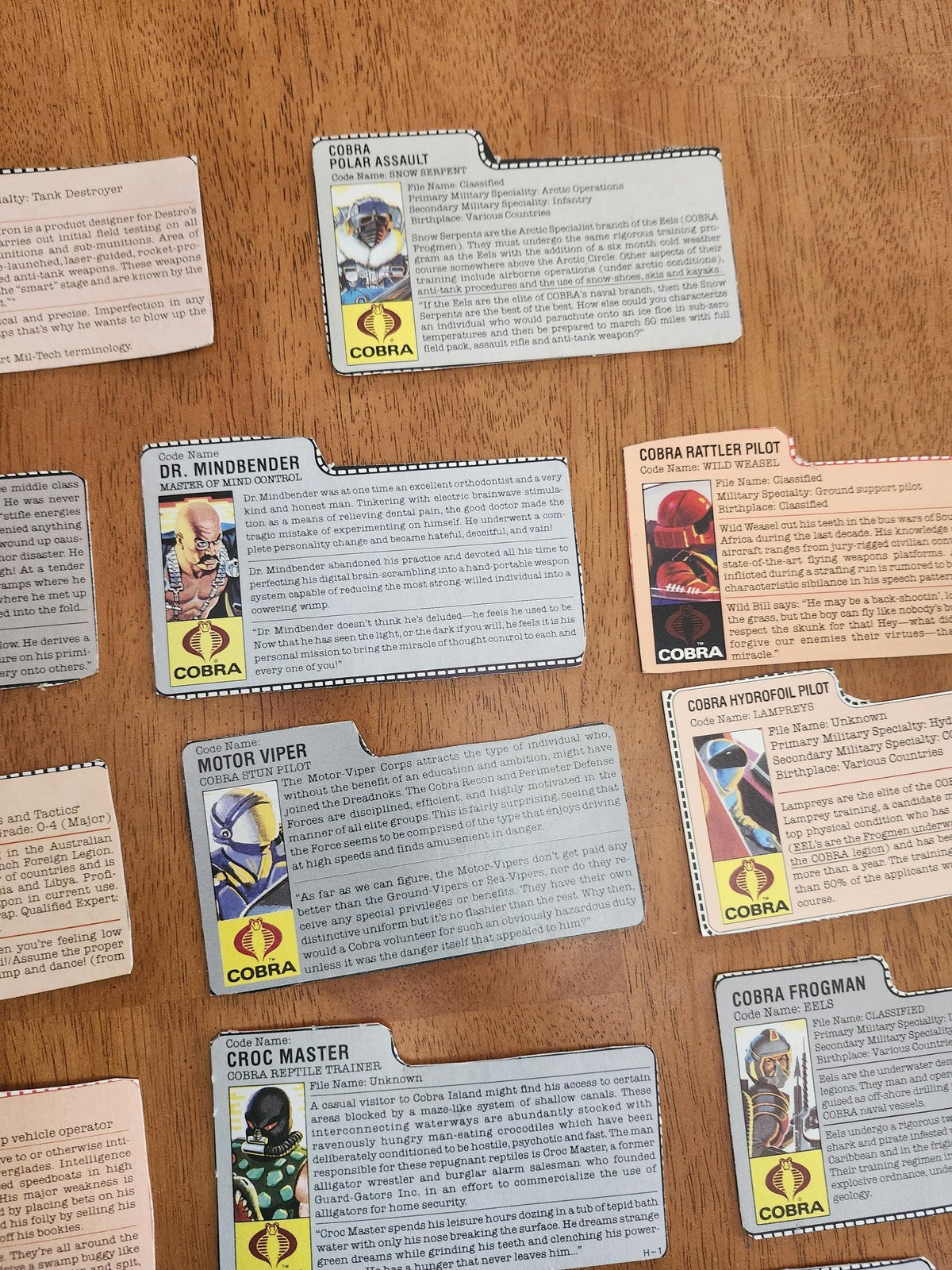 Vintage G.I. Joe Cobra File Card Lot 14pc Hasbro Action Figure Inserts Mixed