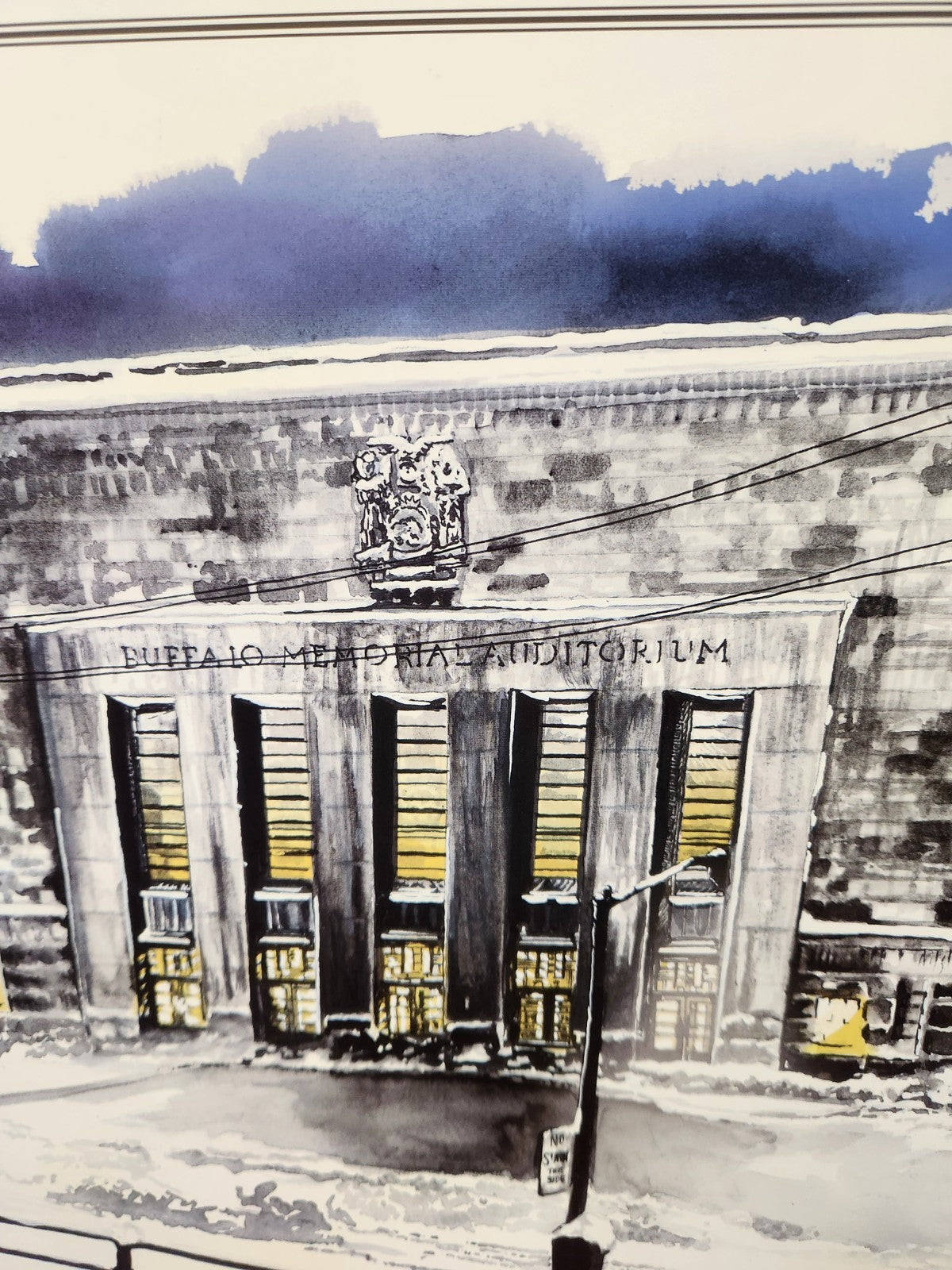 Buffalo Memorial Auditorium 1940 First Snow Storm Art Print KeyBank WKBW 20x16