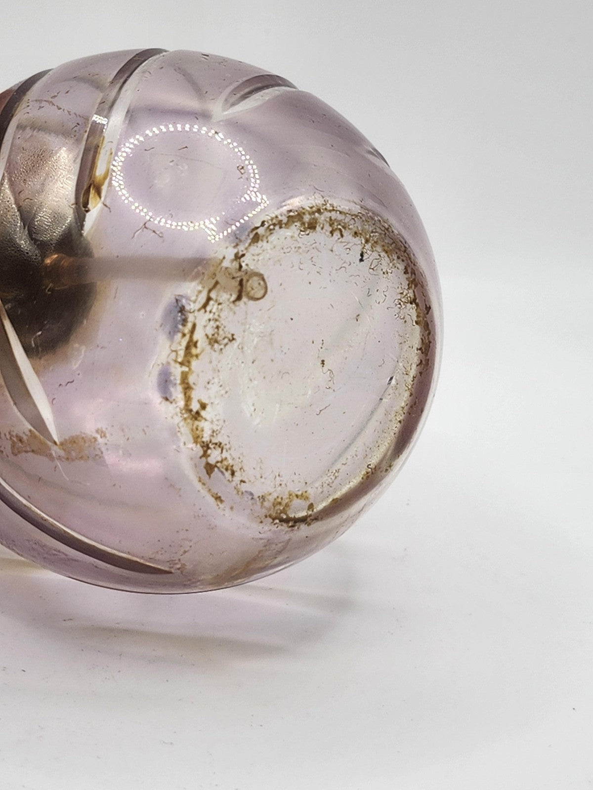Vintage Irice Glass Perfume Atomizer Purple Jewel Top Swirl Round West Germany