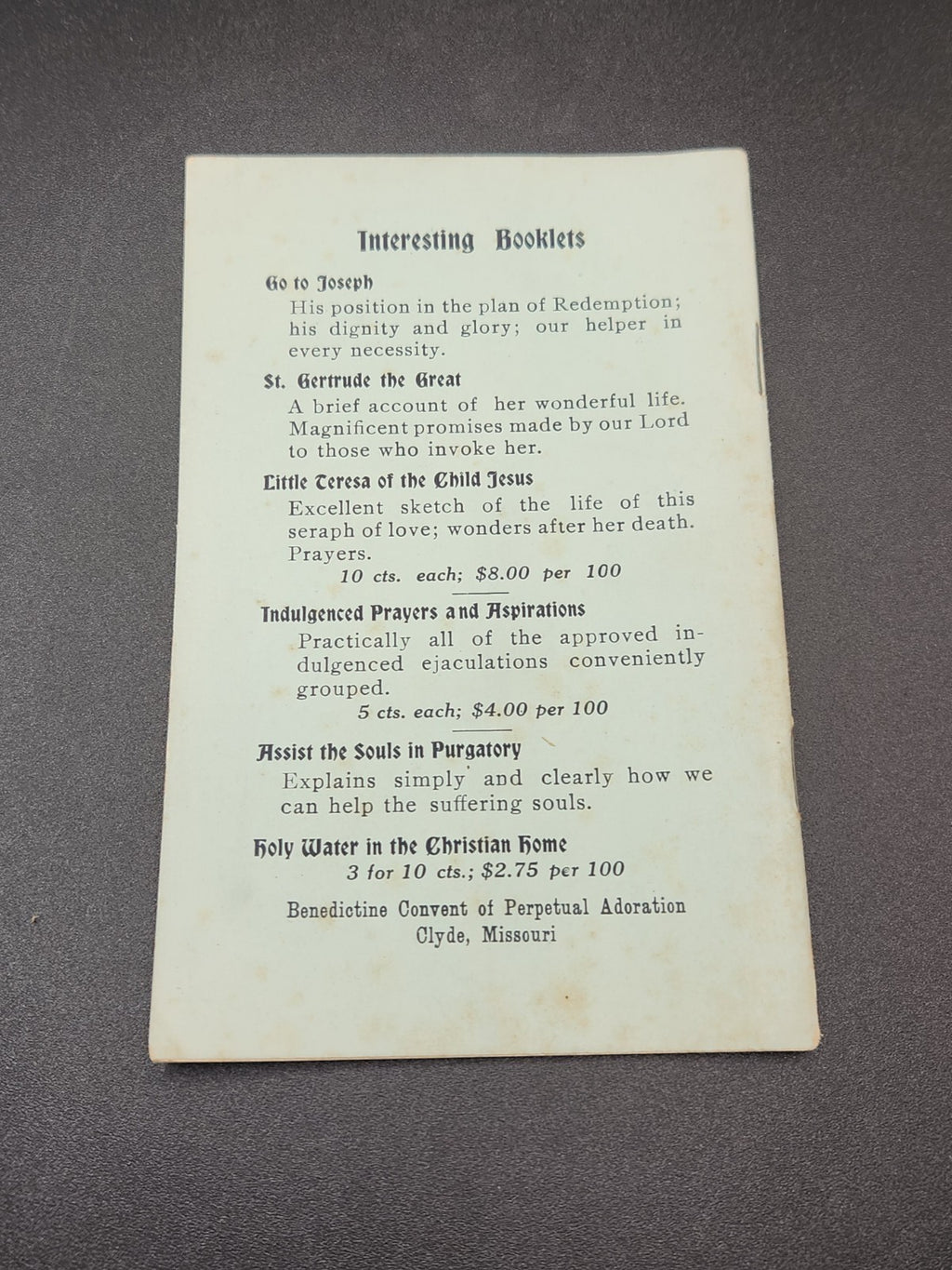 Vintage 1921 Holy Water In The Christian Home Catholic Devotional Booklet Rare