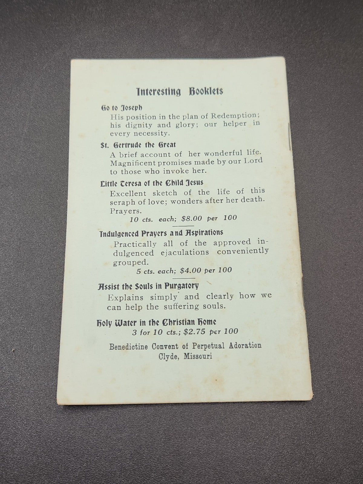 Vintage 1921 Holy Water In The Christian Home Catholic Devotional Booklet Rare