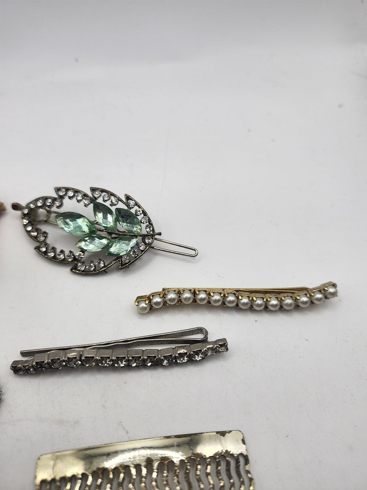 Wedding Hair Clip Lot Multicolor Floral Rhinestone Comb Bobby Pin Barrette Set