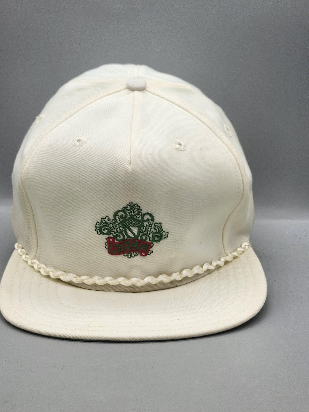 Vintage New Era ROCC Hat Cap Snap Back Mens L White Twill Rope Baseball USA