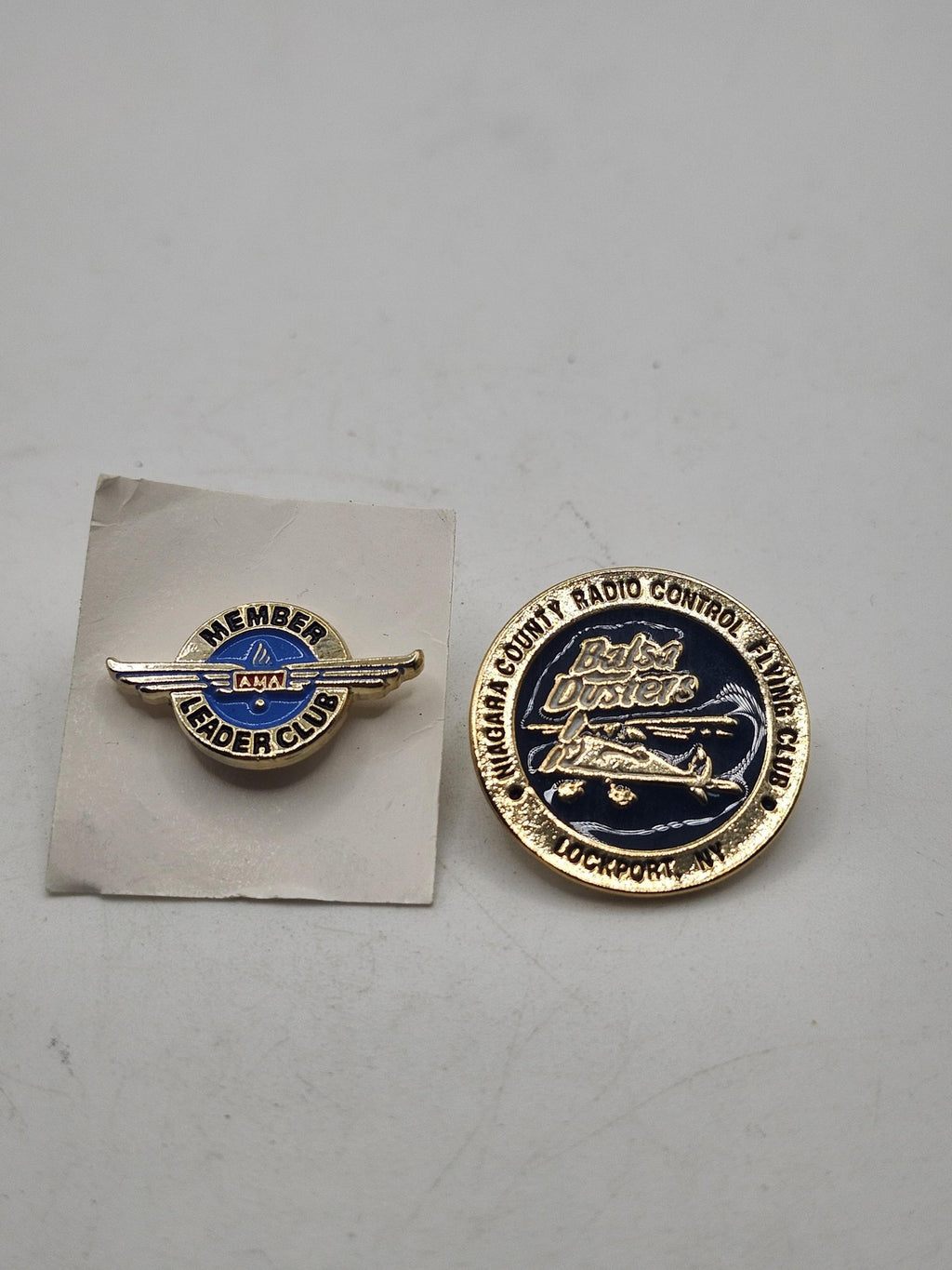 Vintage AMA Leader Club Balsa Dusters Pins Lot 2 Niagara County NY Flying Club