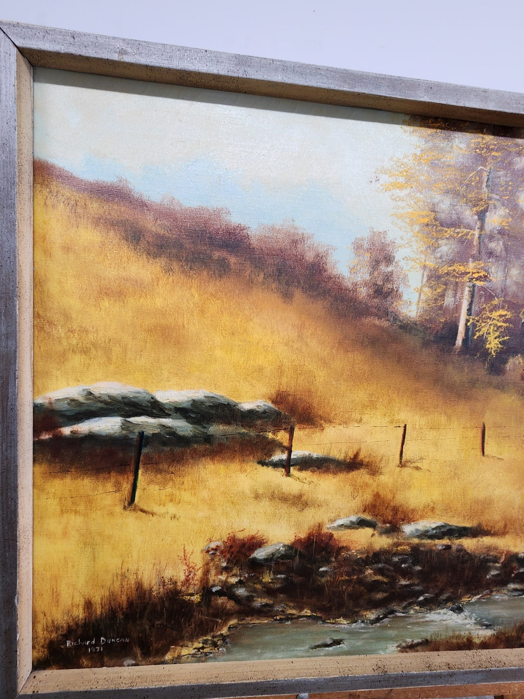 Vintage Richard Duncan Landscape Oil Painting Framed Signed 1971 37” x 27