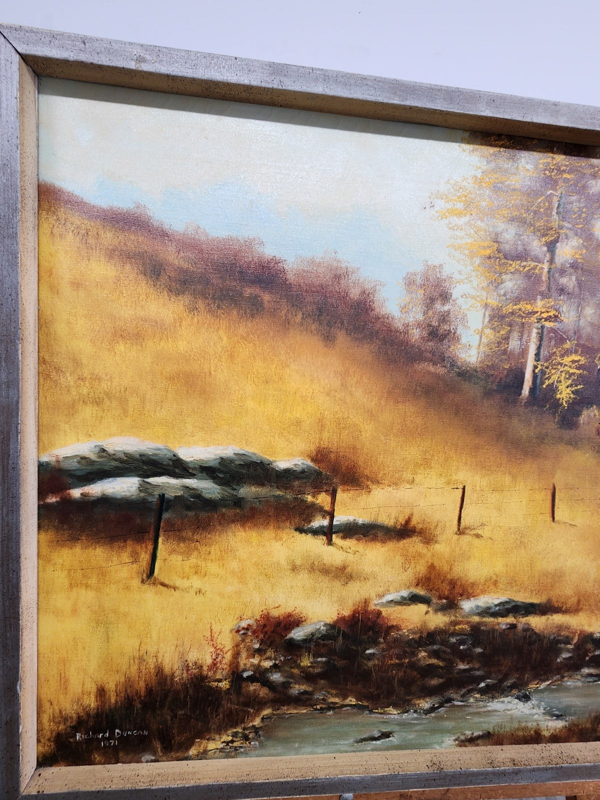Vintage Richard Duncan Landscape Oil Painting Framed Signed 1971 37” x 27