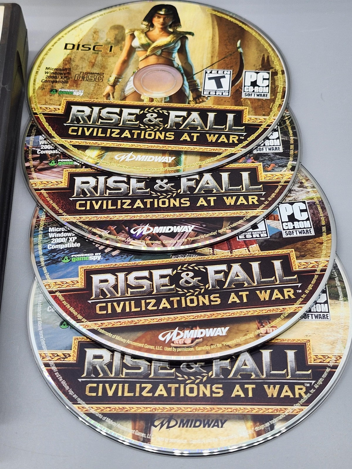 Rise & Fall Civilizations At War PC CD-ROM Game 4 Disc Midway T Strategy War