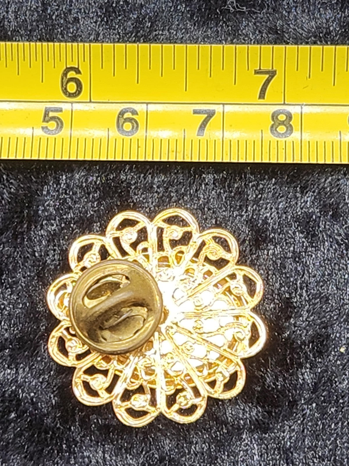 Gold Tone Religious Cameo Pin Blue Glass Rhinestone Lapel Jewelry Gift