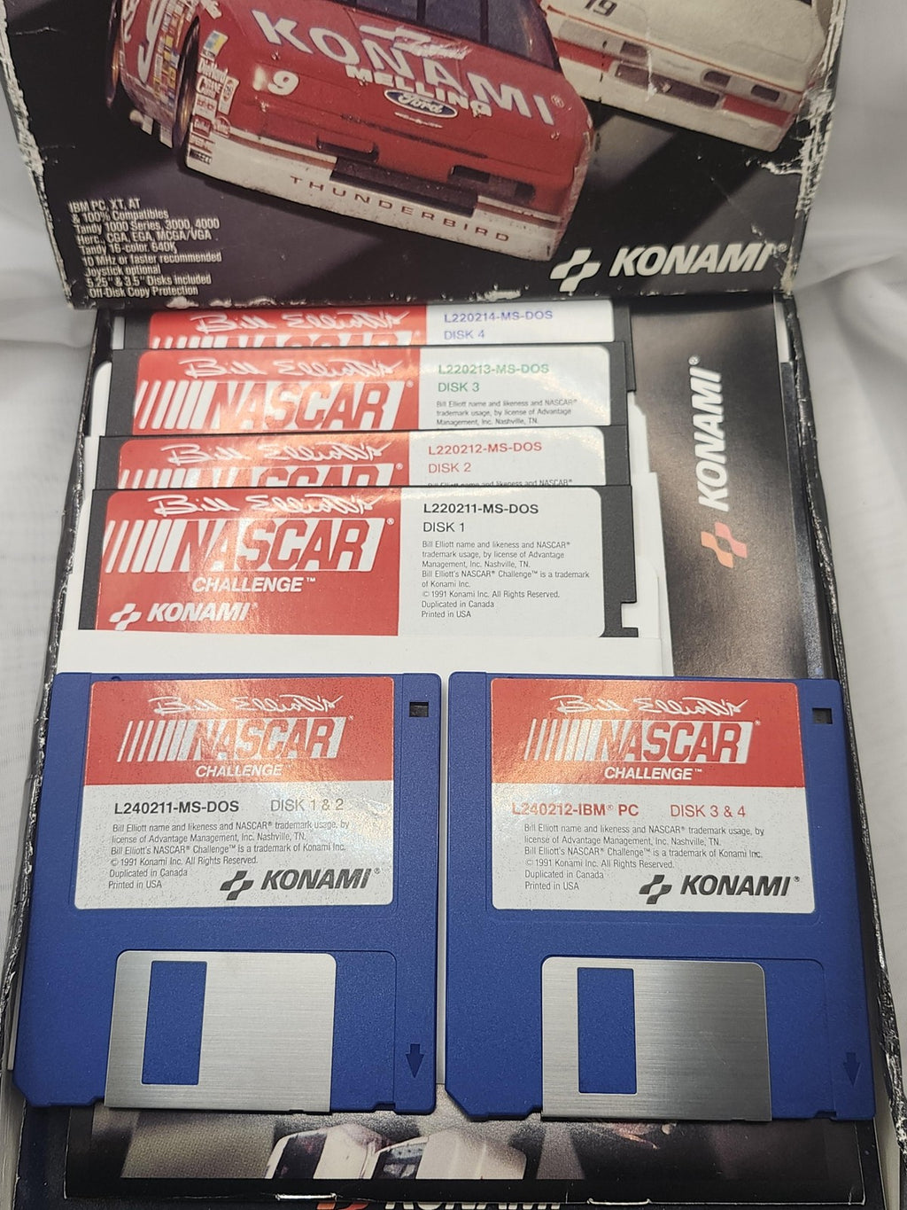 Bill Elliott's NASCAR Challenge PC MS-DOS Game Box CIB Konami 1991 Racing