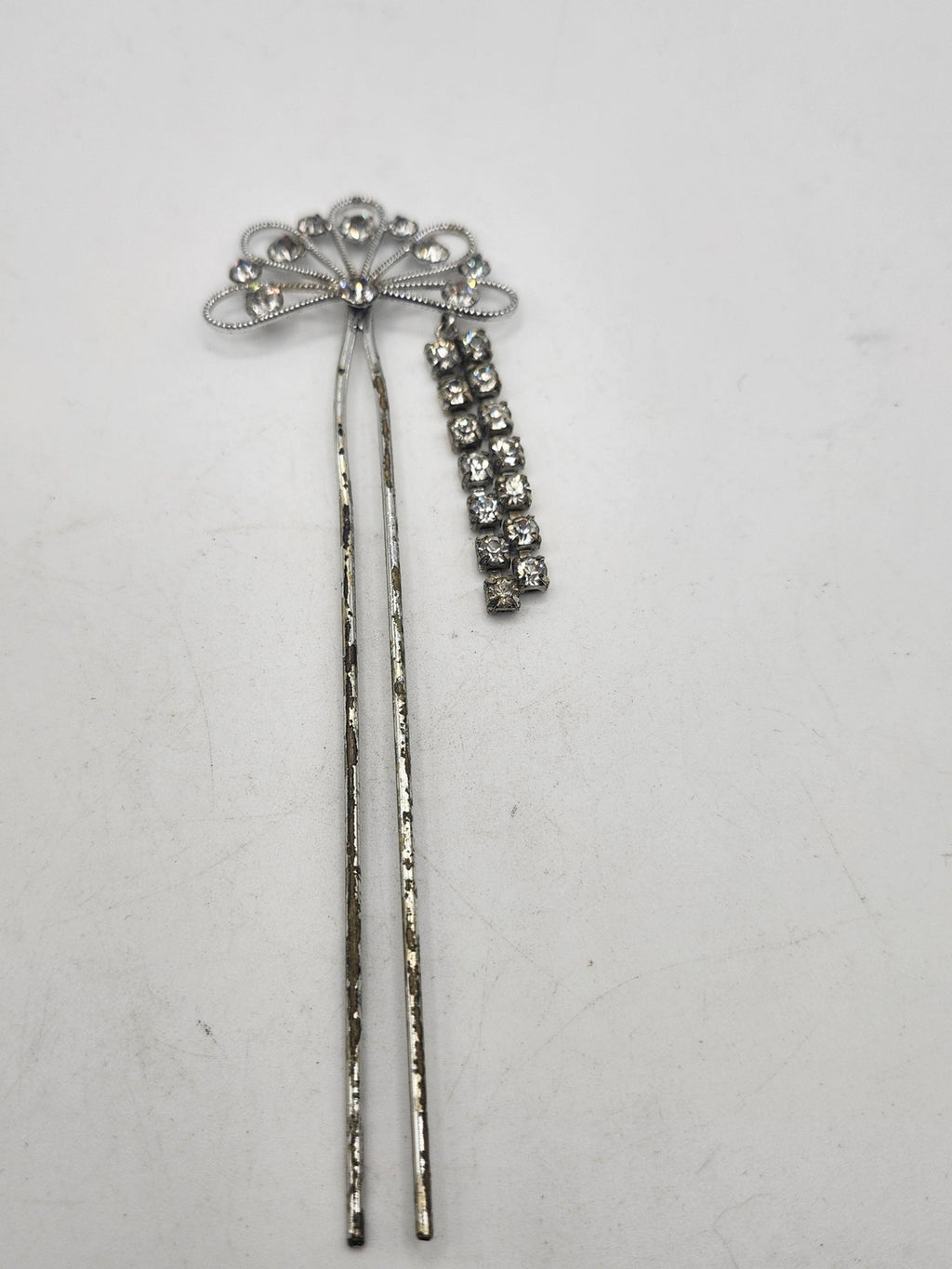 Rhinestone Hair Pin Womens One Size Silver Dangle Formal Wedding Party Bridal