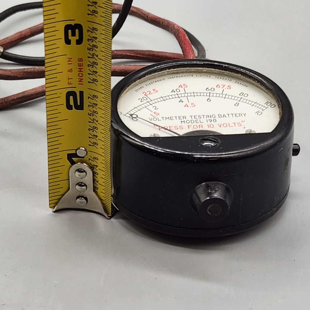 Vintage Battery Tester Voltmeter Model 198 w/ Alligator Clips Industrial Garage
