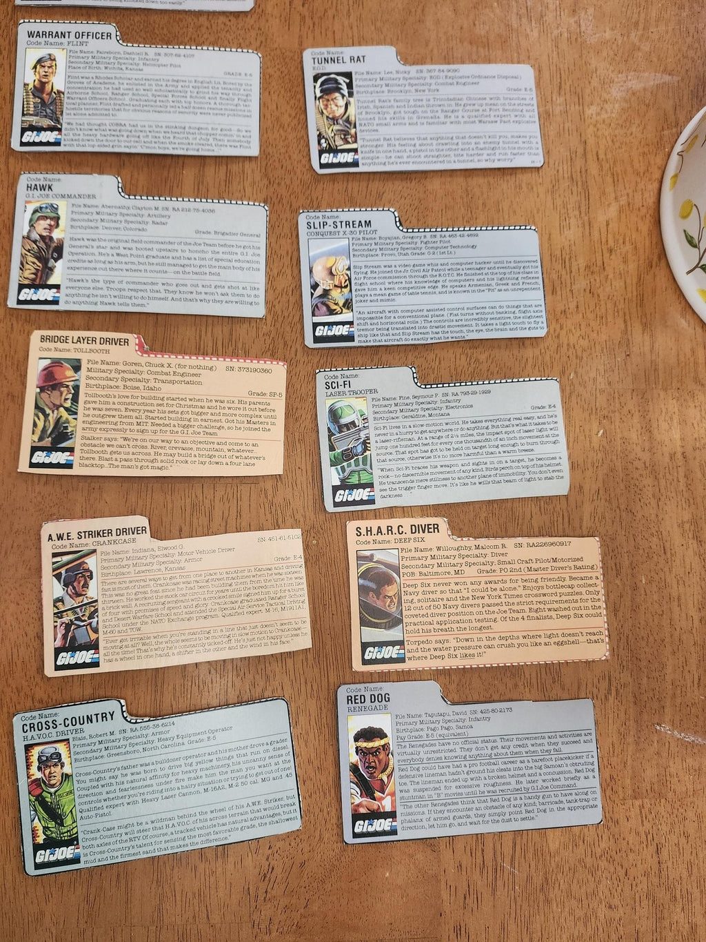 Vintage Hasbro G.I. Joe File Cards Mixed Lot 26 Cardboard Action Figure Bio
