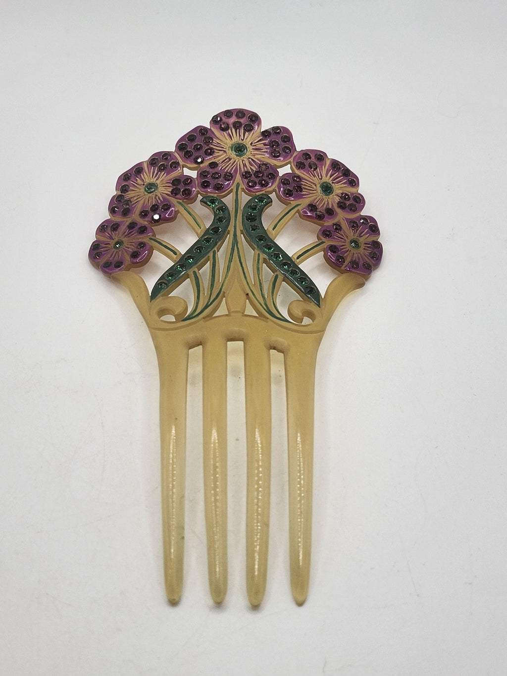 Floral Flower Rhinestone Hair Comb Womens Multicolor Plastic Wedding Formal