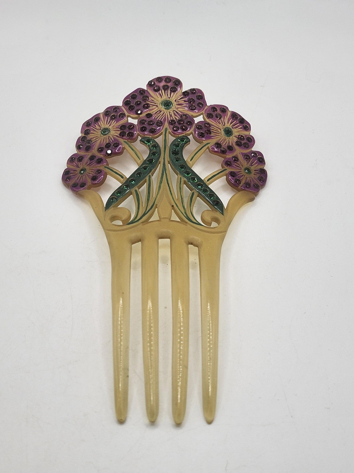 Floral Flower Rhinestone Hair Comb Womens Multicolor Plastic Wedding Formal