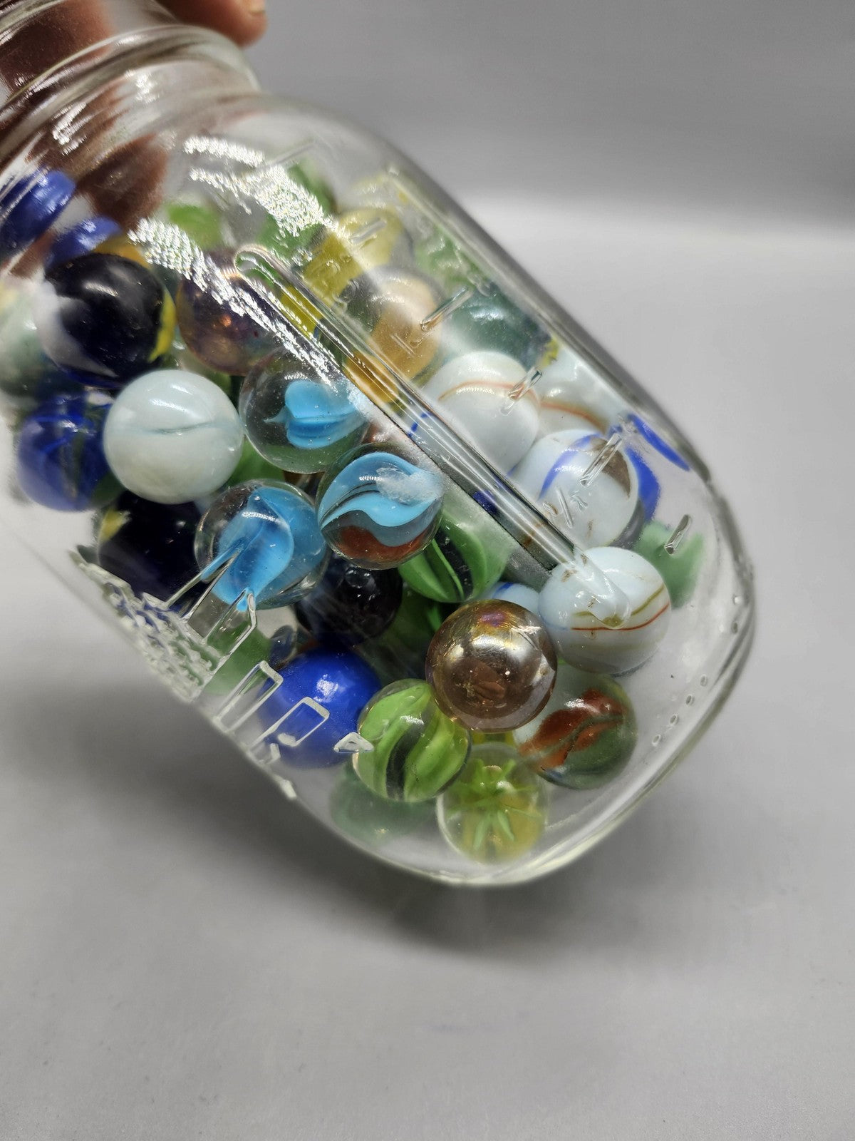 Ball Mason Jar Cat's Eye Glass Marbles Lot Assorted Colors Machine Made