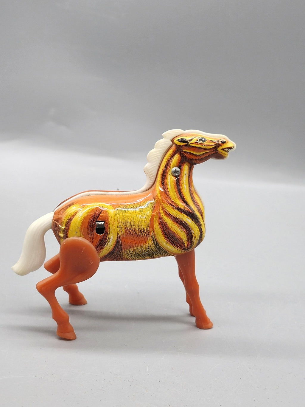 Vintage Mikuni Wind Up Horse Tin Litho Toy Japan Brown Plastic Legs Key