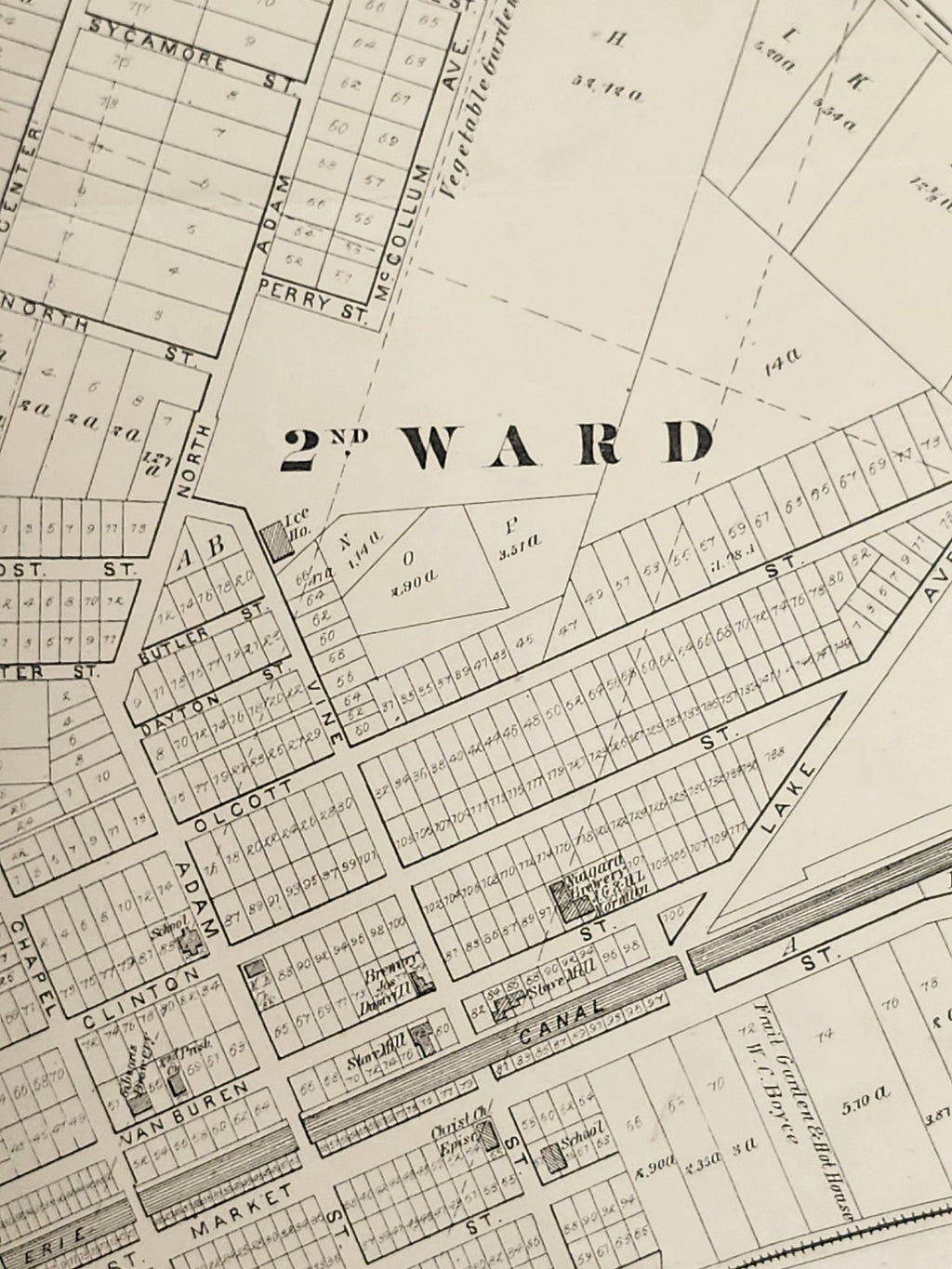 Vintage 1875 Lockport New York City Atlas Map 1st 2nd Ward 25.5x16 NY USA Print