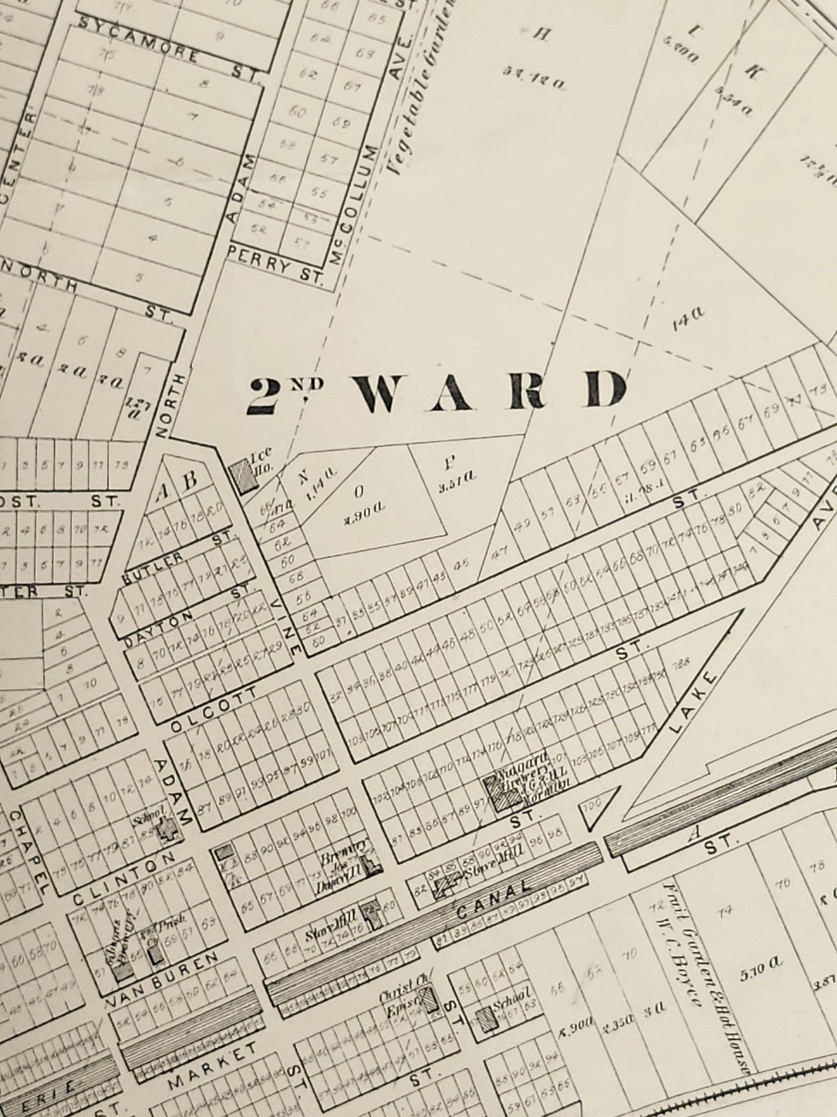 Vintage 1875 Lockport New York City Atlas Map 1st 2nd Ward 25.5x16 NY USA Print