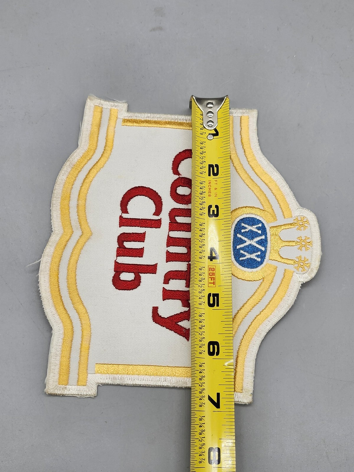 Vintage Country Club Beer Patch Large White Yellow Red Embroidered Breweriana