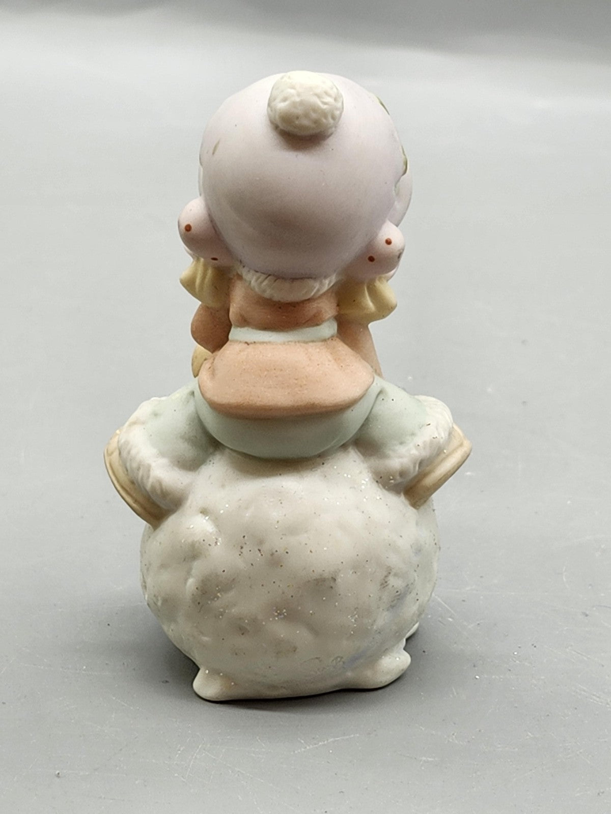 Vintage Precious Moments Dog Snowball Figurine White Glitter Christmas Decor