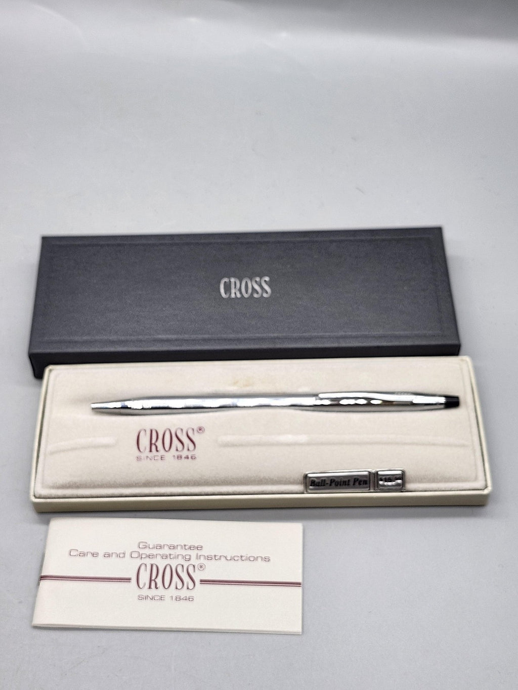 Vintage Cross Chrome 3502 Ballpoint Pen Blue Ink Gift Box Instructions