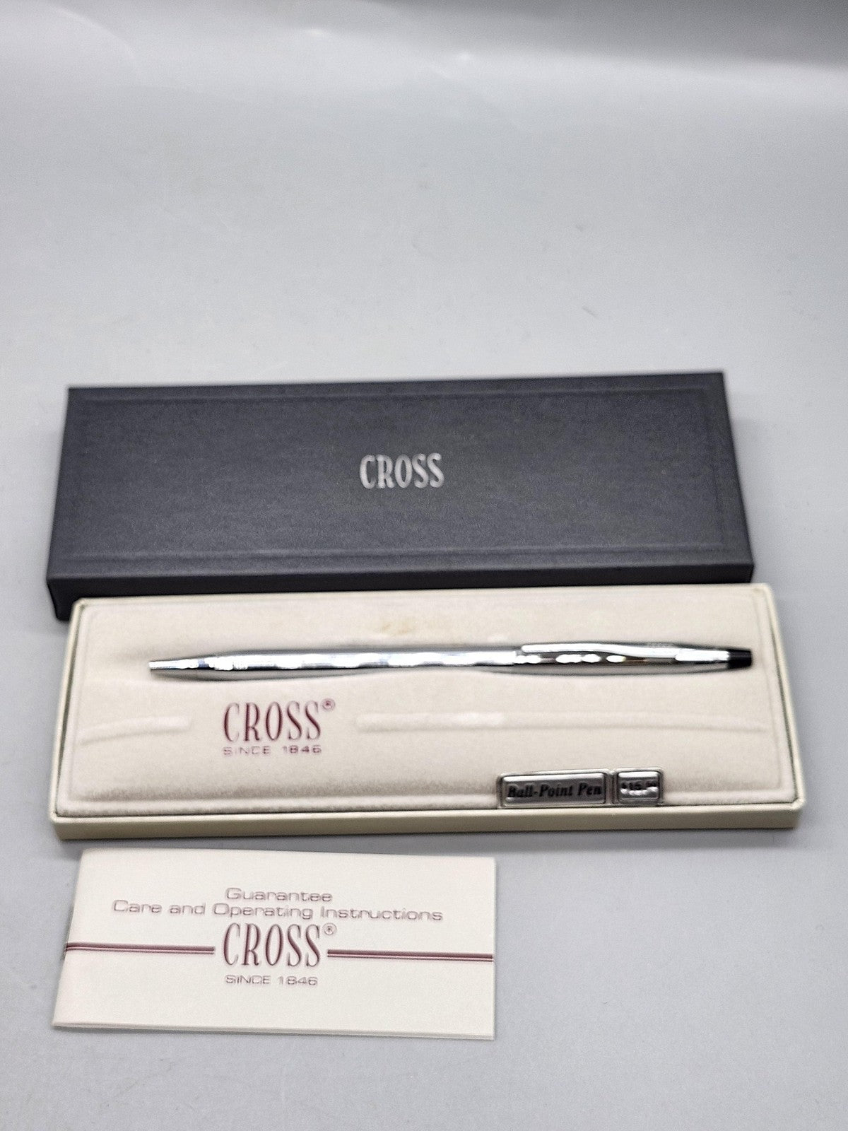 Vintage Cross Chrome 3502 Ballpoint Pen Blue Ink Gift Box Instructions