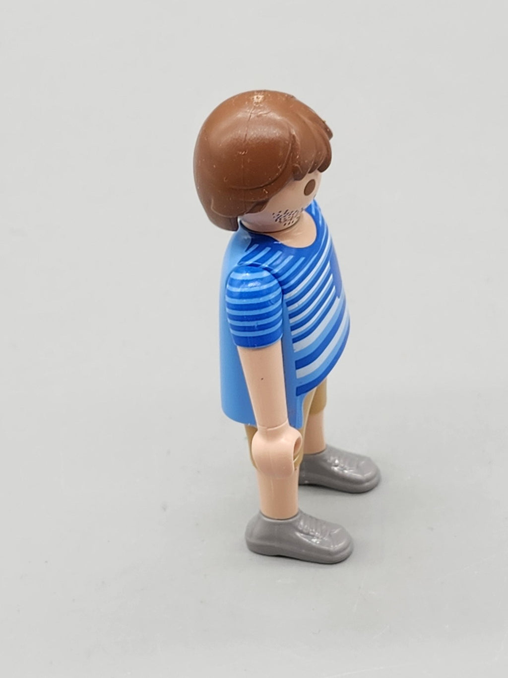 Playmobil Dad Action Figure Blue Striped Shirt Brown Hair Beard Toy Mini Loose