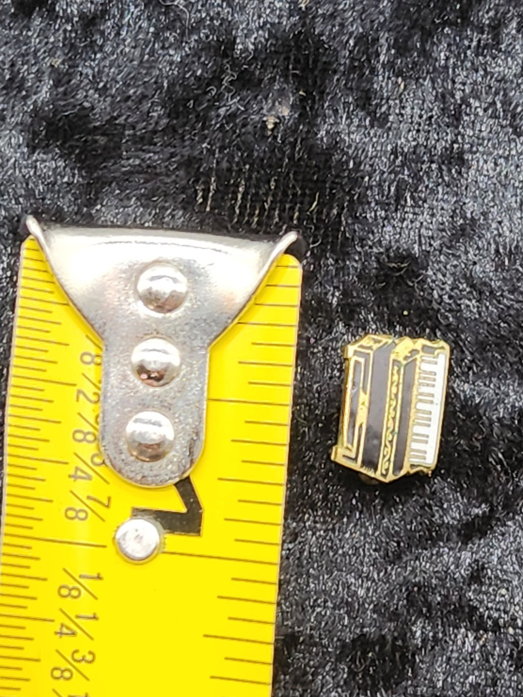 Vintage Piano Enamel Lapel Pin Music Lover Brooch Black Gold Tone