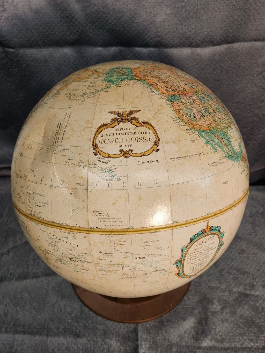 Vintage Replogle 12” World Classic Series Globe Mid Century Desk Globe Brown...