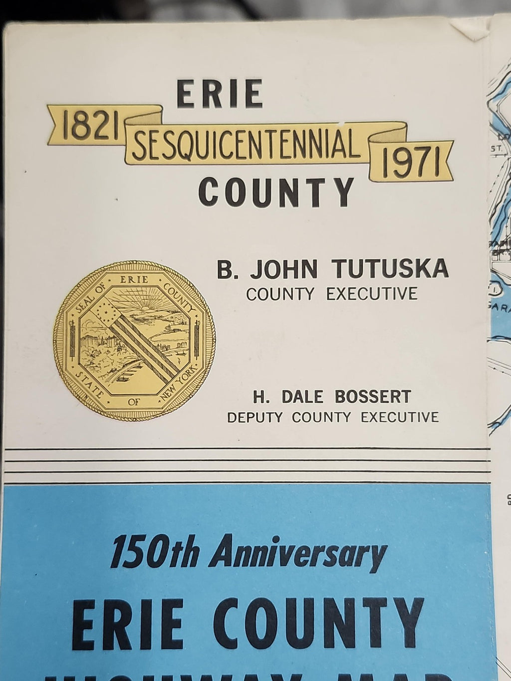 Vintage 1971 Erie County New York Highway Road Map 150th Anniversary Folded USA