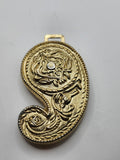 Western Paisley Belt Buckle Mens Gold Metal Rhinestone Cowboy Scroll Design