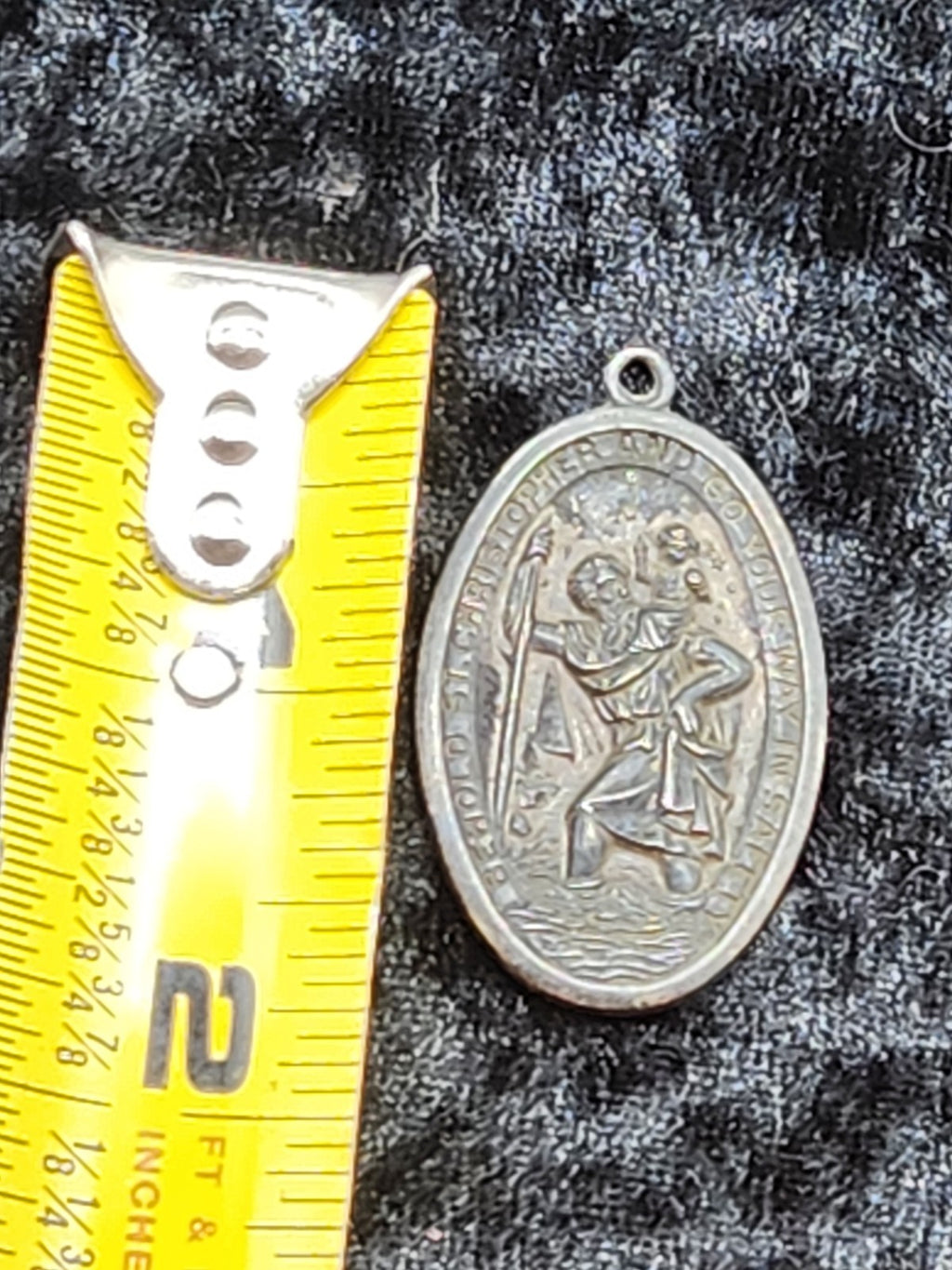 Vintage Sterling St Christopher Religious Medal Pendant Catholic Travel Charm...