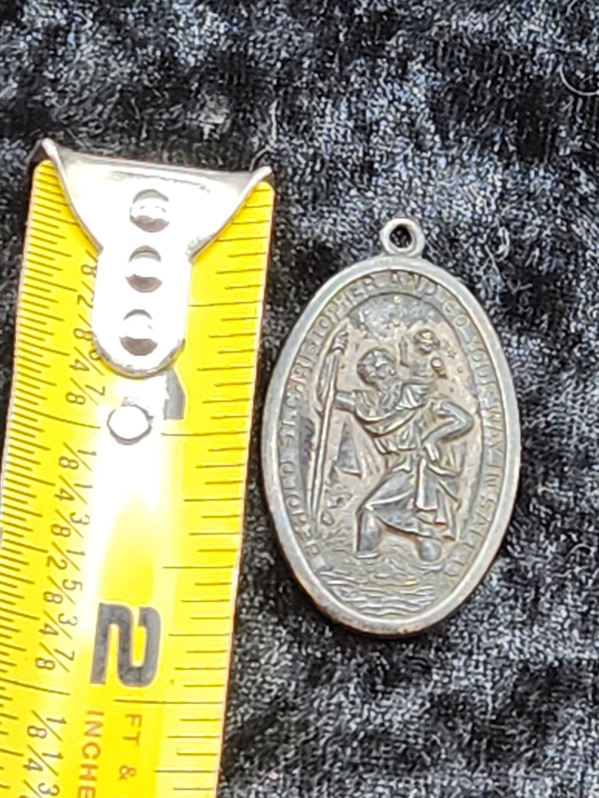 Vintage Sterling St Christopher Religious Medal Pendant Catholic Travel Charm...