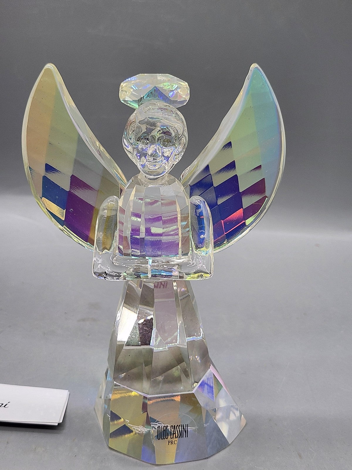 Oleg Cassini Archangel Figurine Medium Clear Iridescent Crystal Angel Decor